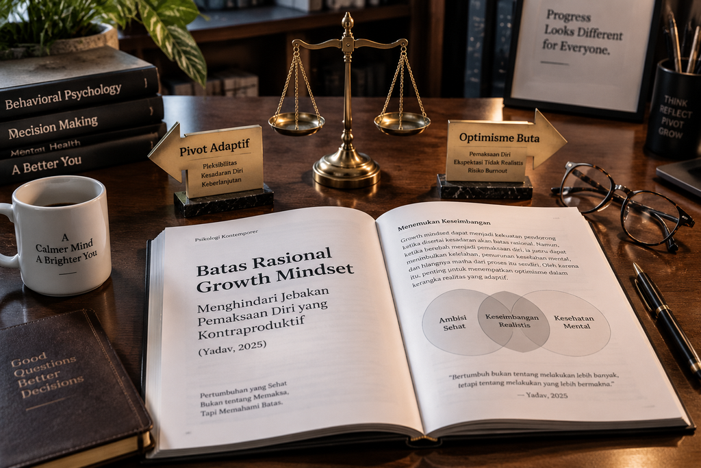 Buku analisis kritis psikologi memperingatkan bahaya jebakan optimisme buta dalam memahami growth mindset.